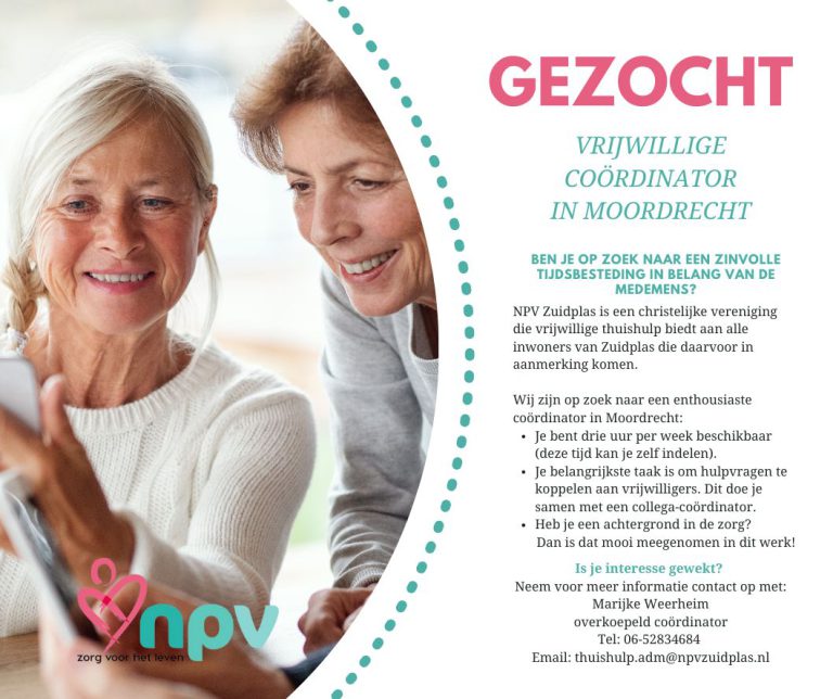 Gezocht! Vrijwillige coördinator Moordrecht